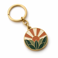 Porte-clés métallique personnalisé sur mesure avec emblème floral naturel, logo personnalisé, cadeau souvenir en gros, fabricant OEM ODM