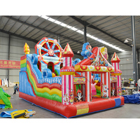 Château gonflable combiné Grande Roue avec toboggan pour enfants, idéal pour parcs d'attractions, fêtes en plein air et services de location