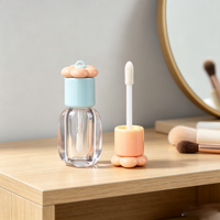 Emballage de tube à gloss cosmétique vide en forme de fleur, 4 ml, tube à gloss vide avec pinceau court