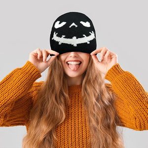 Venta caliente nuevo diseño creativo Halloween Beanie Hat adultos <span class=keywords><strong>calabaza</strong></span> <span class=keywords><strong>cara</strong></span> gorro de punto divertido Acción de Gracias Halloween decoración sombrero - Product Image 5