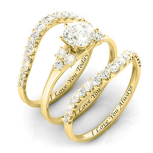 Set di Gioielli da Sposa H412 in Oro Bianco con Diamanti Taglio Brillante Rotondo, Montatura a Griffe, Set di Gioielli Raffinati da Donna per Matrimonio - Product Image 3