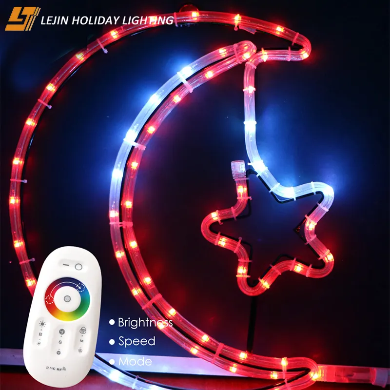 outdoor moon motif eid decorations led ramadan lights with remote control