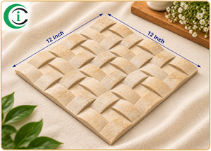 Panel Decorativo de Piedra Cuadrado de Mármol Marrón con Diseño Tejido de 12 Pulgadas para Interiores de Hogar y Oficina y Decoración de Paredes - Product Image 3