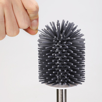 Brosse de toilette en silicone écologique JESUN avec support mural à séchage rapide et manche en plastique pour le nettoyage de la salle de bain