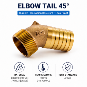 Codo de bronce de 45 grados resistente a la corrosión con conexión de manguera de púas para tuberías de agua de yates - Product Image 4