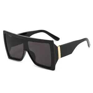 Fashion UV400 Women Men Flat Top Sun Glasses Outdoor Shade One Piece Designer Square Oversized Sunglasses