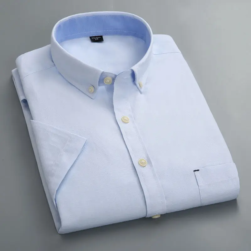 Korean Slim Men's Half Sleeve Shirt Customized Pure Color Business Casual Brushed Jacket summer shirts for men