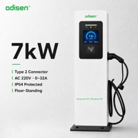 Odisen New 7kW Tipe 2 Charger EV Tipe Pilar Berbahan Logam, Single Gun 32A AC IP54 Auto Stop Bersertifikasi ISO9001 SASO untuk Rumah dan Luar Ruangan OEM