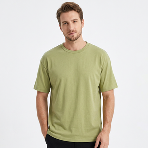 Men's Olive Green Cotton T-<b>Shirt</b> Regular Fit O-Neck Short Sleeve Casual Solid Color Jersey Knit Blank Design - Product Image 1