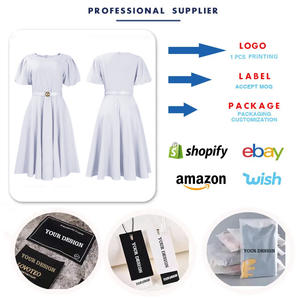 Abiti estivi di alta qualità D3320 da <span class=keywords><strong>donna</strong></span>, casual, con maniche a sbuffo, linea ad A, vita alta, abiti africani bianchi per <span class=keywords><strong>donna</strong></span>. - Product Image 3