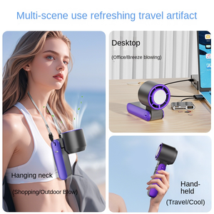 2025 mới xách tay mini USB sạc Fan cầm tay tốc độ cao tốc độ cao băng gói pin hoạt động ngoài trời cổ treo xe - Product Image 6