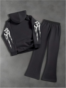 Bộ đồ thể thao nam 2 mảnh, chất liệu cotton 100%, áo hoodie in hình và quần thể thao ống loe - Product Image 2