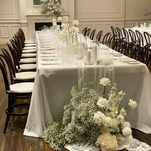 Light <b>Pink</b> Woven Cheesecloth Table Runner 100% Polyester Wabi-Sabi Luxury Printed Design for Delicate Feminine Home Wedding - Product Image 6