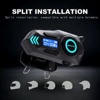 K09 Helm Sepeda Motor Tahan Air Walkie Talkie Pengurang Kebisingan Radio FM Layar LCD Baterai Tahan Lama Set Perlengkapan Baru
