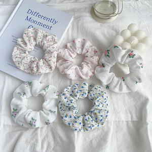 Coleteros de Tela <span class=keywords><strong>con</strong></span> Diseño Floral, Dulces y Modernos para Mujeres y Niñas, Elásticos para Cola de Caballo - Product Image 5