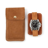 Montre anti-velours portable anti-poussière en plein air pour les voyages montre en cuir de vachette faux daim sac de rangement montre à coussin vente en gros