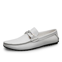 Chaussures décontractées pour hommes en cuir de vache véritable à bout rond avec semelle en caoutchouc, respirantes et confortables, chaussures plates