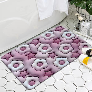 Alfombra de Baño de Tierra de Diatomeas con Diseño de Dibujos Animados, Rectangular, Antideslizante, para Entrada o Baño, con Patrón de Plantas y Flores, AP 5D001 - Product Image 4