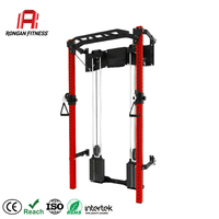 Rack de Squat Commercial Mural Pliable pour la Maison et la Salle de Sport avec Double Pile de Poids de 70 kg et Machine à Crossover par Câble