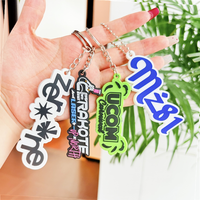 Porte-clés personnalisé en caoutchouc souple PVC 2D avec logo d'entreprise, en acier inoxydable, lettre personnalisée, cadeau promotionnel