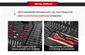 Boîte à outils mécanique à cliquet 56 pièces en acier inoxydable haute résistance et durable, avec douilles étoile et profondes, garantie 1 an, OEM - Product Image 4