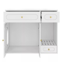Armoire de rangement moderne en bois et verre pour litière de chat/chiens, avec éclairage LED intégré et tiroirs multiples, vente en gros d'usine, OEM en vrac