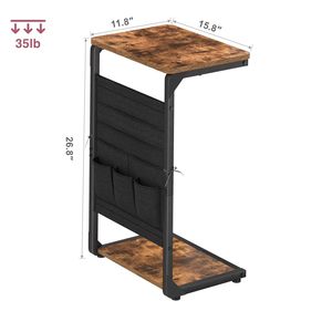 Wood Rhythm <b>C</b> <b>Shape</b> Sofa Side <b>Table</b> With Fabric Storage Bag For Living Room Bedroom Small Apartment - Product Image 3
