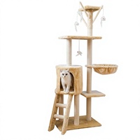 Grand arbre à chat et lit pour chat, griffoir en bois à 5 niveaux, plateformes de saut pour usage intérieur - Modèle MT05 pour le commerce international en gros