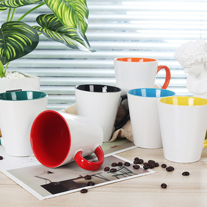 Cône de tasse en céramique en forme d'entonnoir personnalisé pour promotionnel bas prix logo OEM tasse de lait thé nordique bon marché - Product Image 2
