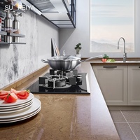Sofeyia Supports complets de rangement pour la cuisine Armoire de cuisine prête à l'emploi Caractéristiques de l'île centrale Charnière de robinet en stratifié de marbre