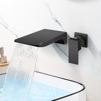 Robinet de lavabo mural noir mat moderne - Mitigeur de lavabo encastré en laiton massif - Bec cascade de luxe pour projets