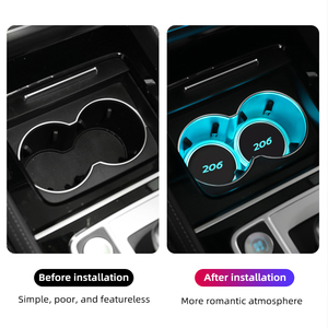 Posavasos luminoso para taza de agua de coche, 7 luces Led de ambiente coloridas para coche para <span class=keywords><strong>Peugeot</strong></span> <span class=keywords><strong>206</strong></span>, logotipo de coche, <span class=keywords><strong>accesorios</strong></span> de luces de ambiente Cupmat - Product Image 3