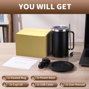 Chauffe-tasse intelligent personnalisé avec logo, chauffe-tasse sans fil, contrôle intelligent de la température, tasse à café auto-chauffante pour les voyages - Product Image 4