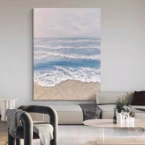 Abstract <b>Ocean</b> Wave Texture <b>Painting</b> Hand Painted Oil Canvas Art For Living Room Entryway Decor Unframed Impressionism Style - Product Image 4
