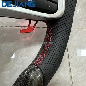 Volant en cuir et fibre de carbone fourni par l'usine pour accessoires Volkswagen VW <span class=keywords><strong>Golf</strong></span> <span class=keywords><strong>5</strong></span> 6 <span class=keywords><strong>GTI</strong></span> MK6/MK7/MK8 B8 avec palettes de changement de vitesse rouges - Product Image 6
