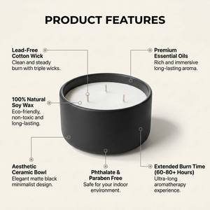 Luxury <b>Large</b> <b>3</b>-<b>wick</b> Ceramic Jar Scented Soy Wax <b>Candle</b> For Modern Home Decor Wholesale Private Label Premium Minimalist Set - Product Image 2