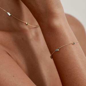 Pulseras <span class=keywords><strong>de</strong></span> <span class=keywords><strong>Oro</strong></span> <span class=keywords><strong>de</strong></span> <span class=keywords><strong>14k</strong></span> con Piedras Preciosas Redondas, Pulsera Delicada para <span class=keywords><strong>Mujer</strong></span>, Pulseras <span class=keywords><strong>de</strong></span> Cadena Fina y Eslabones, Diseño Personalizado, Pulsera <span class=keywords><strong>de</strong></span> Plata 925 <span class=keywords><strong>de</strong></span> Lujo - Product Image 2