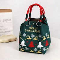 Sac à main de Noël tissé avec boucle annulaire, Sac tricoté, Sac à main à boucle magnétique tridimensionnelle, Sac à main à porter à la main, Tissé