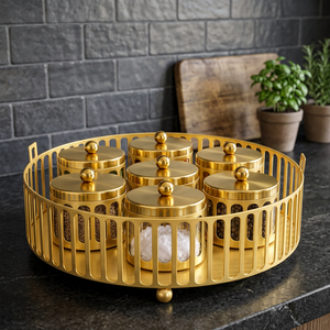 Ensemble de pots à épices modernes dorés, 6 bocaux en verre, tiroir de rangement, plateau effet bois, gain de place, réutilisable, facile à nettoyer, pour herbes de cuisine - Product Image 2