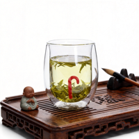 Vaso SUNYO de Doble Pared de Vidrio Borosilicato de Alta Calidad, 350 ml, Diseño de Bastón de Caramelo 3D, Resistente al Calor, Soplado a Mano, Libre de BPA, Apto para Lavavajillas