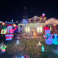 Décoration de jardin de Noël gonflable en polyester avec rennes tirant un traîneau, Père Noël et boîte cadeau, éclairée par LED, style festif