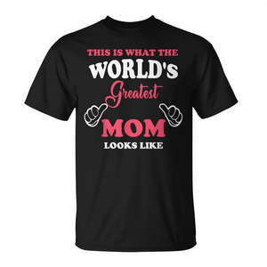 Camiseta Worlds Greatest Mom, regalo para el día de la madre, algodón negro, cuello redondo, manga corta, unisex, talla para adultos - Product Image 2