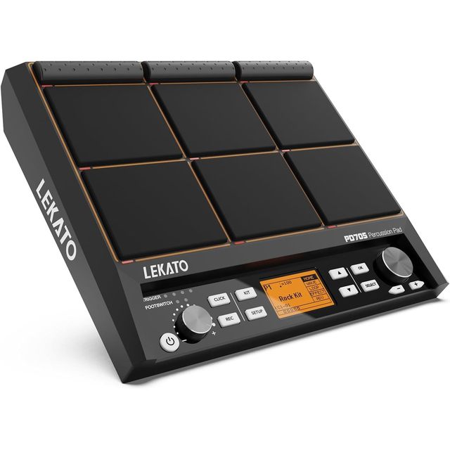 LEKATO 9 Velocity-Sensitive Electric Drum Pad Bass Drum 592+ Sounds Percussion Sample Electric Drum Set Pad