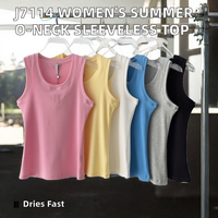 Camiseta sin mangas de verano para mujer, informal, con cuello redondo, tejido de punto, teñido anudado, poliéster/algodón, largo regular, servicio OEM, secado rápido