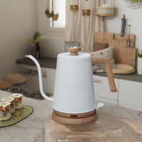 110V/220V rétro bouilloire électrique 1.0L col de cygne mince bouche théière infusion à la main cafetière chauffage rapide bouilloire avec thermomètre