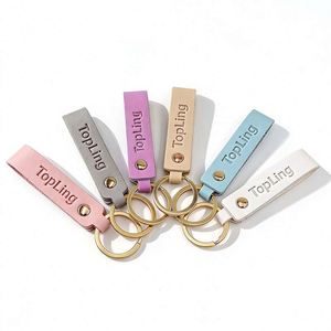 Customizable <b>Leather</b> <b>Keychain</b> Full Color Logo Printing Metal Alloy Ring Cheap PU <b>Leather</b> <b>Keychain</b> - Product Image 2