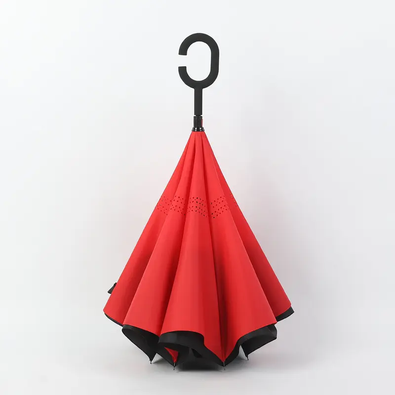Payung terbalik berbentuk C, payung dapat berdiri dengan lapisan ganda, payung bernapas diperkuat dengan hadiah tahan angin