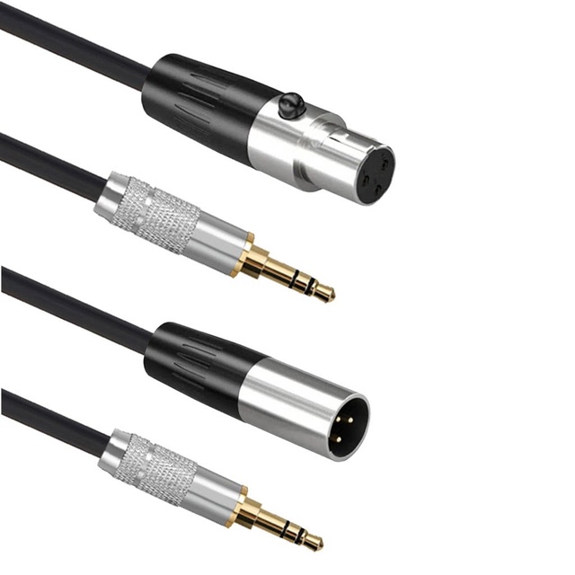 3.5mm Male to Mini XLR 3-Pin Male/Female to Mini Cannon Female Audio Cable for Headphone Use