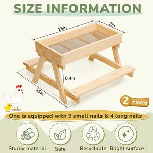 Mangeoire de table de pique-nique de poulet en bois fait à la main grandes mangeoires d'écureuil de canard d'oiseau sauvage bricolage - Product Image 3