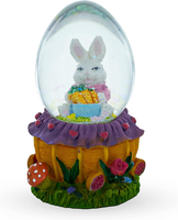 Panier de carottes de lapin de Pâques en résine fait à la main Globe d'eau Décoration de table à motifs d'animaux pour la fête de Pâques à la maison et au bureau au printemps